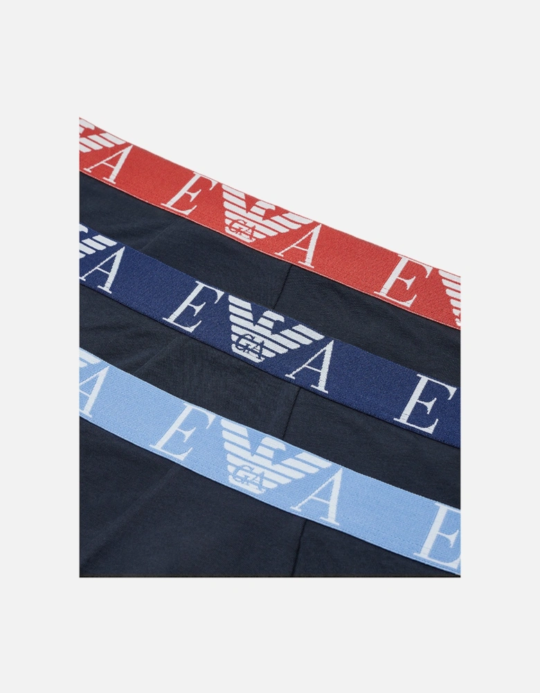 3-Pack Stretch Cotton Boxer Trunks, Navy