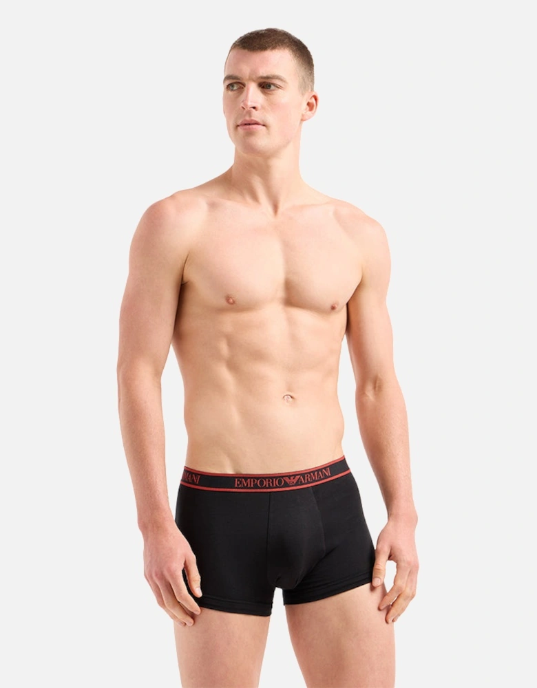 3-Pack Stretch Cotton Boxer Trunks, Black