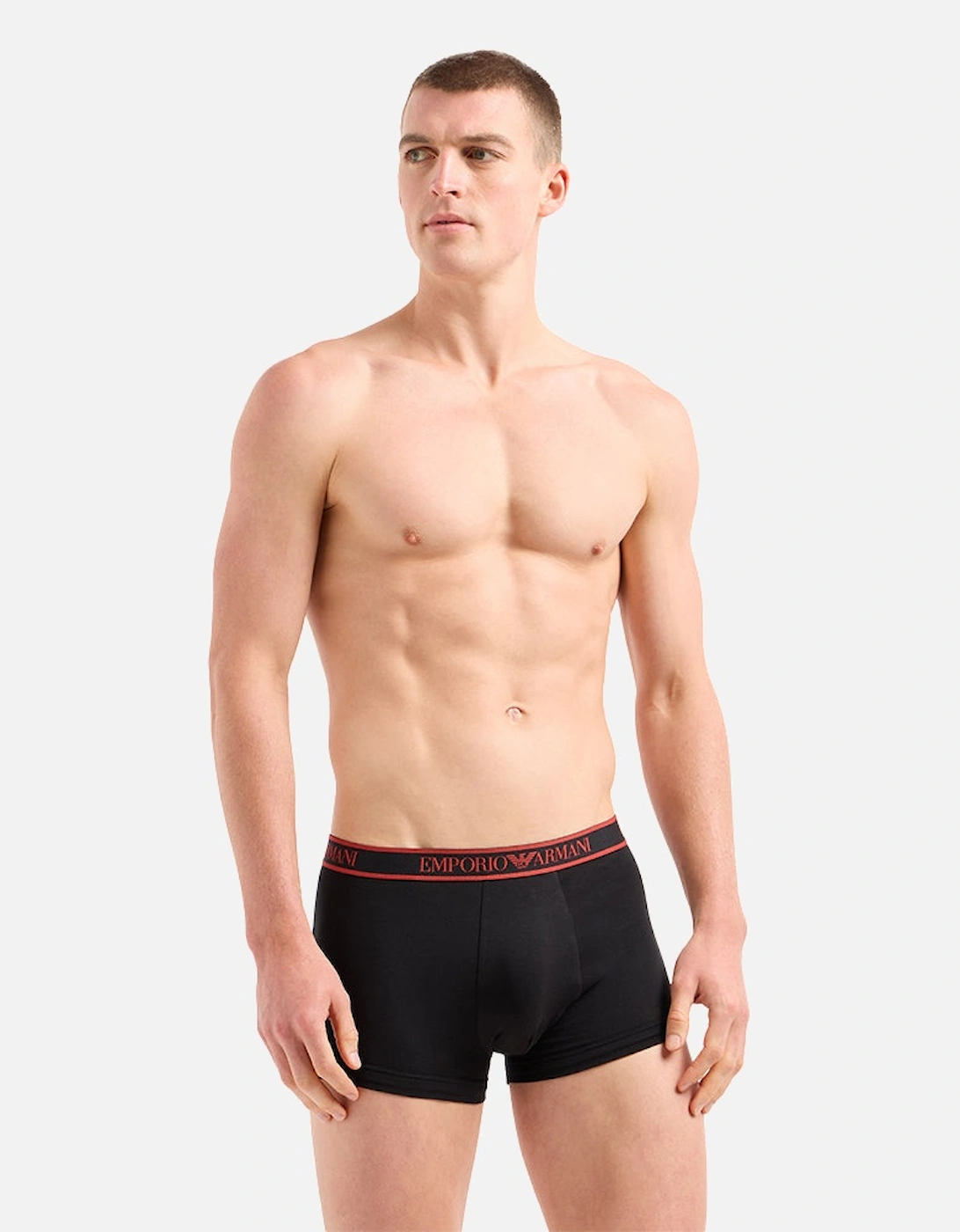 3-Pack Stretch Cotton Boxer Trunks, Black