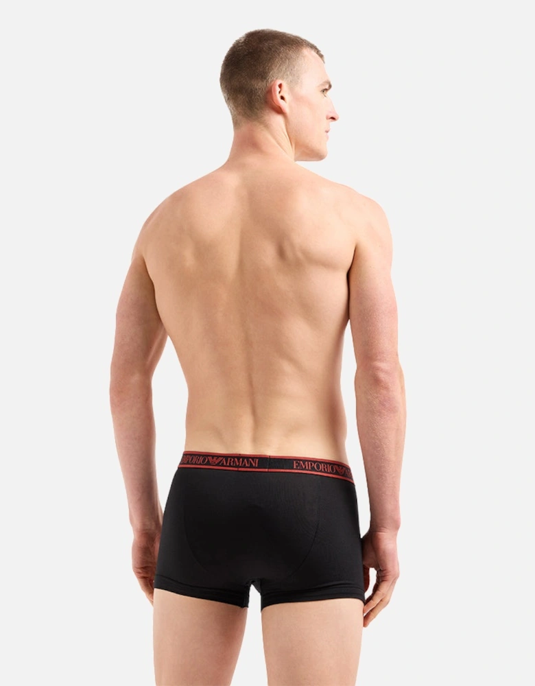 3-Pack Stretch Cotton Boxer Trunks, Black