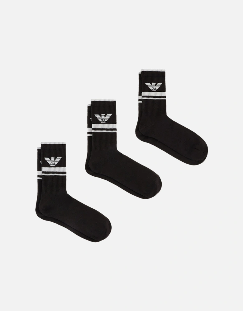 3-Pack Sports Socks, Black