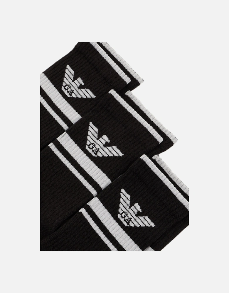 3-Pack Sports Socks, Black