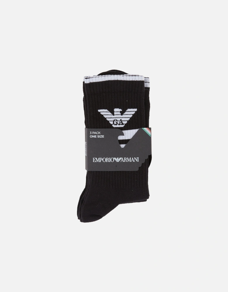 3-Pack Sports Socks, Black
