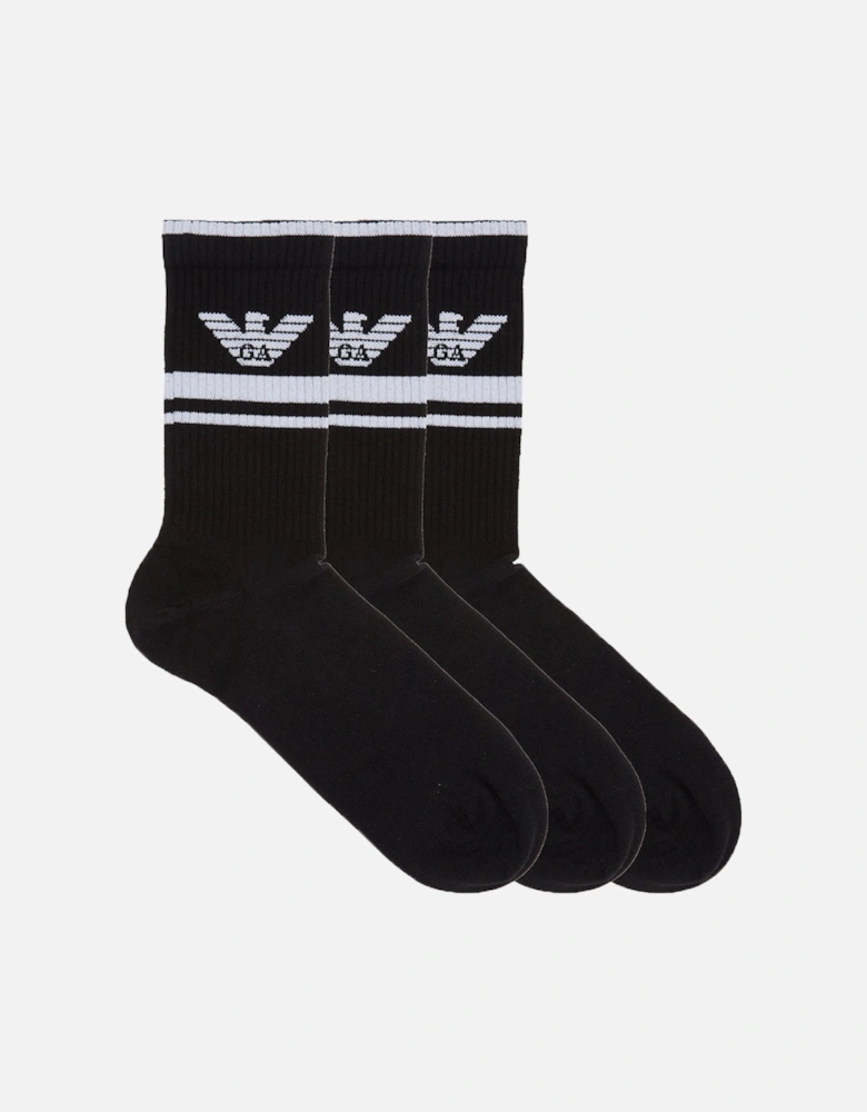 3-Pack Sports Socks, Black