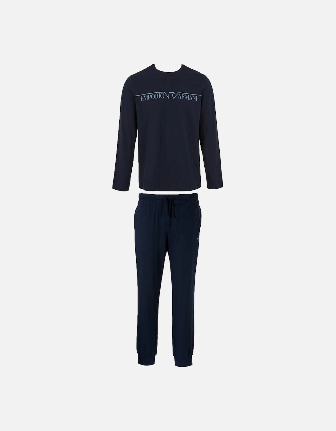 Stretch Cotton Long Pyjama Set, Navy