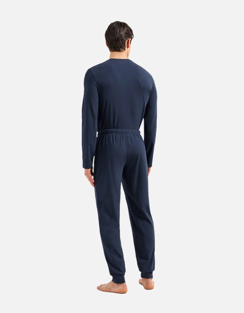Stretch Cotton Long Pyjama Set, Navy