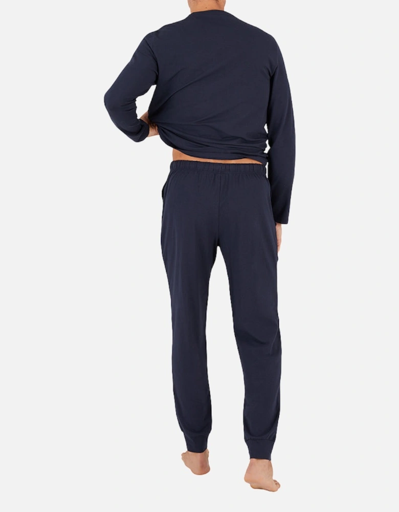 Stretch Cotton Long Pyjama Set, Navy