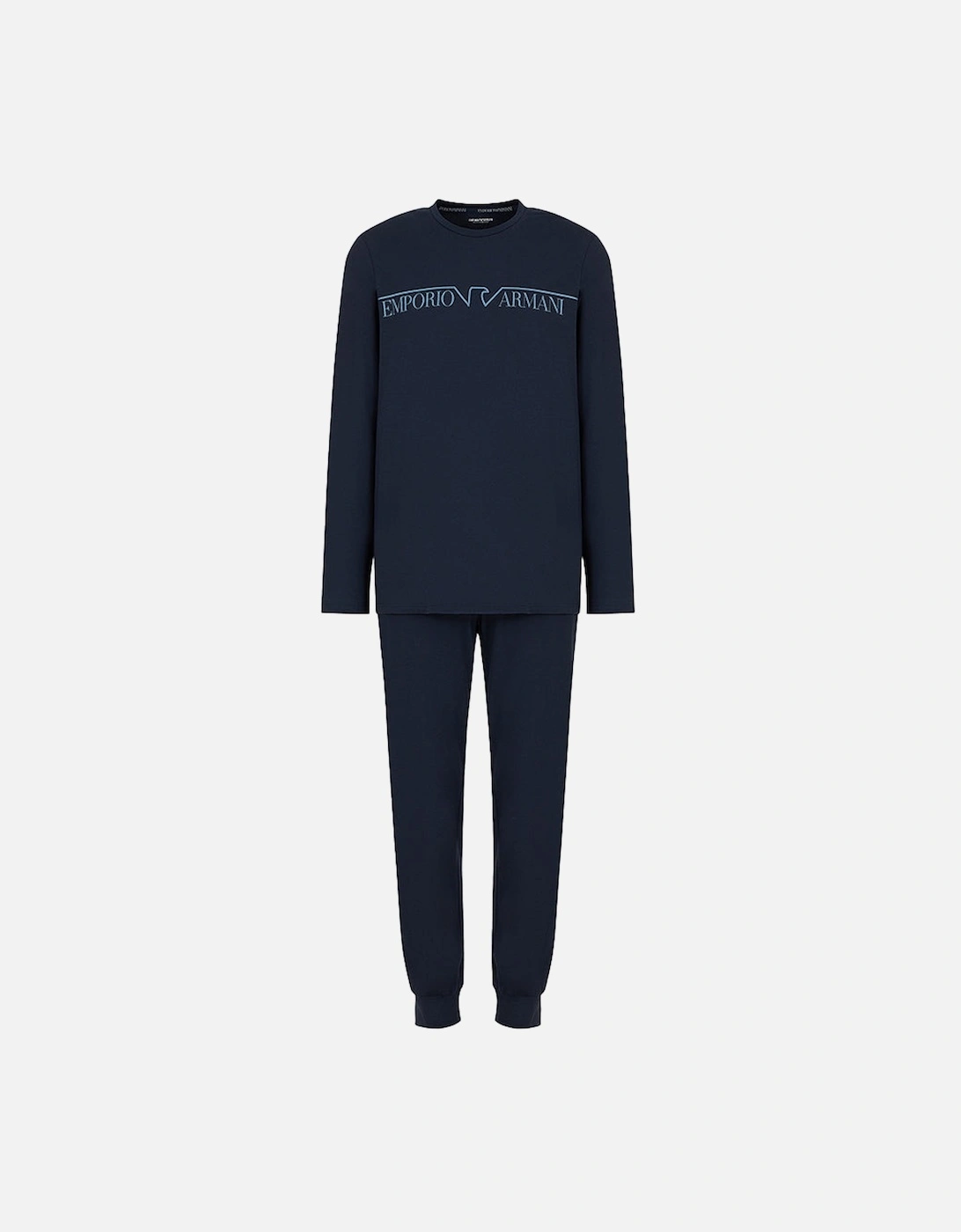 Stretch Cotton Long Pyjama Set, Navy