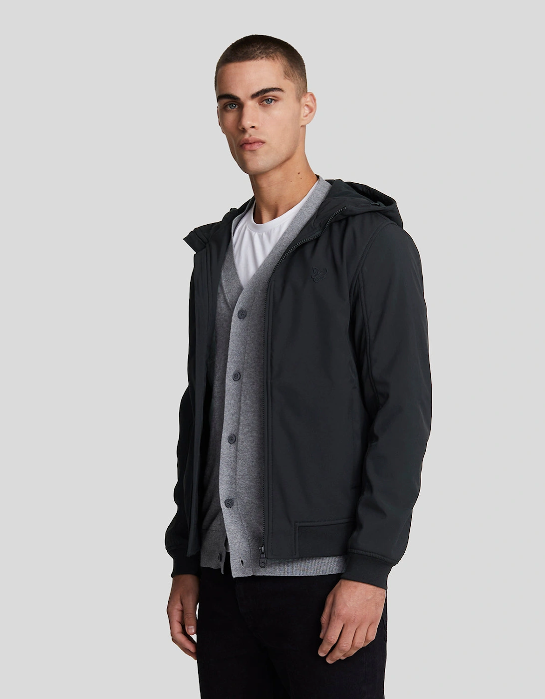 Lyle And Scott Men's Black Tonal Eagle Fleece Back Softshell Jacket - : 40/Regular L
