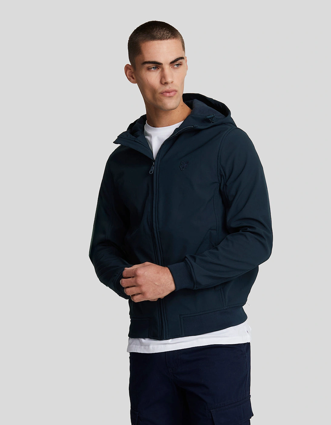 Lyle And Scott Men's Navy Tonal Eagle Fleece Back Softshell Jacket - : 40/Regular L