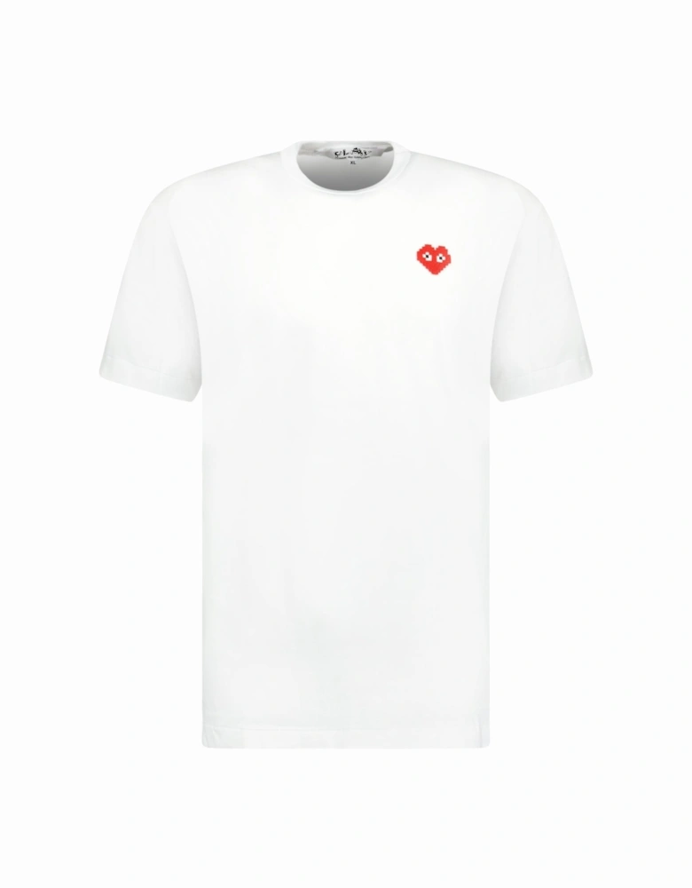 Pixel Red Heart Logo T-Shirt White