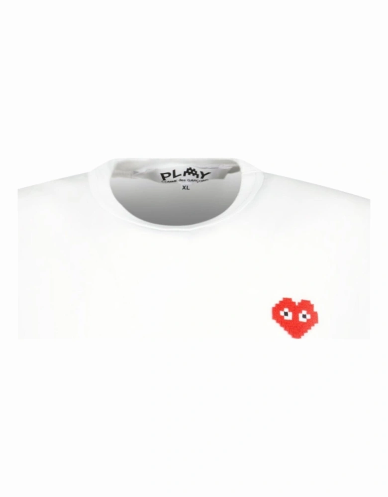 Pixel Red Heart Logo T-Shirt White