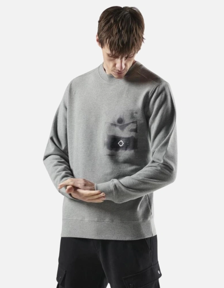 Trompe L'oeil Crewneck Pocket Sweat - Grey Marl