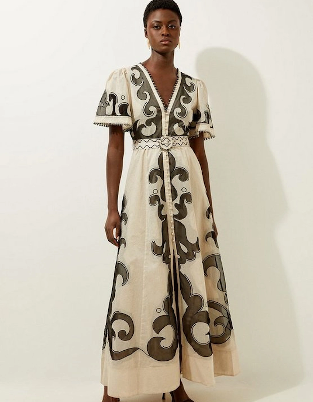 Baroque Applique Organdie Woven Maxi Dress, 5 of 4