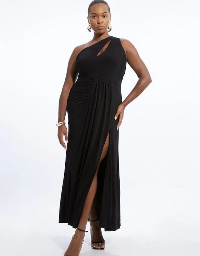 Plus Size Premium Viscose Jersey Bandeau Split Maxi Dress