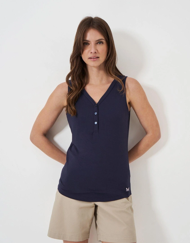 Henley Vest Top - Navy