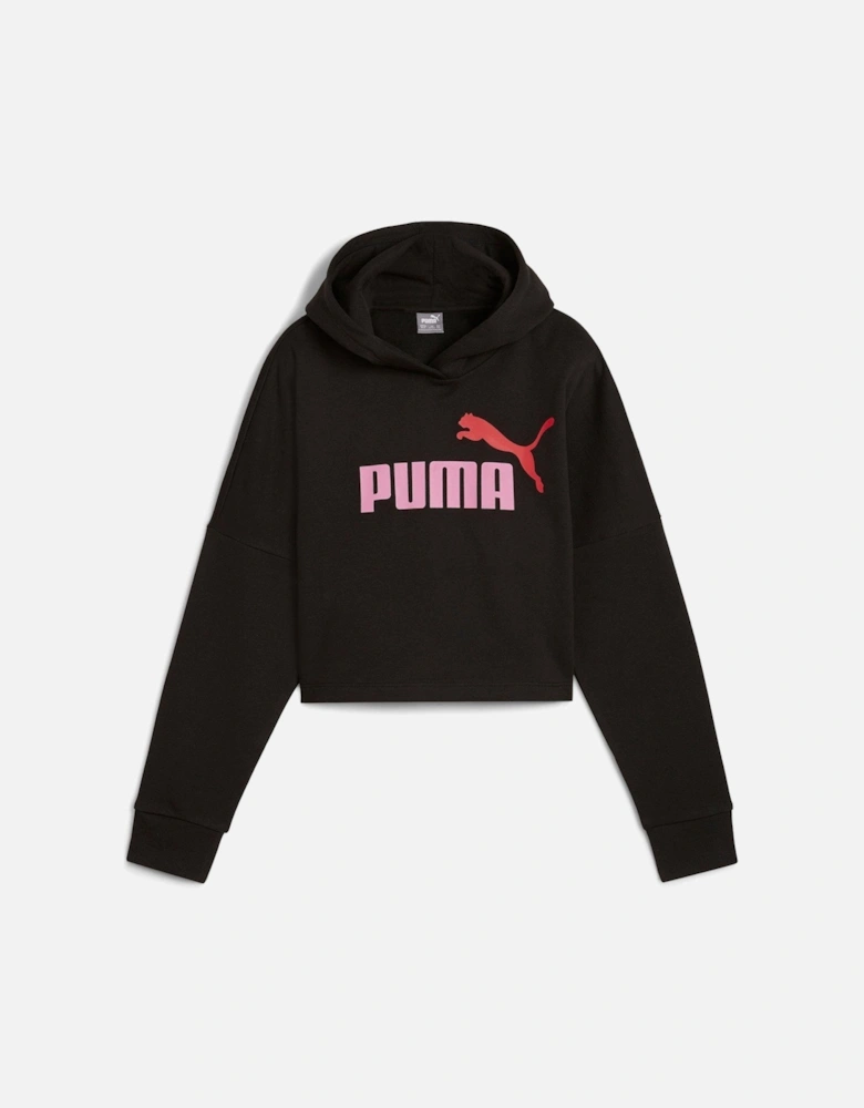 Girls Essentials Logo Cropped Hoodie - Black