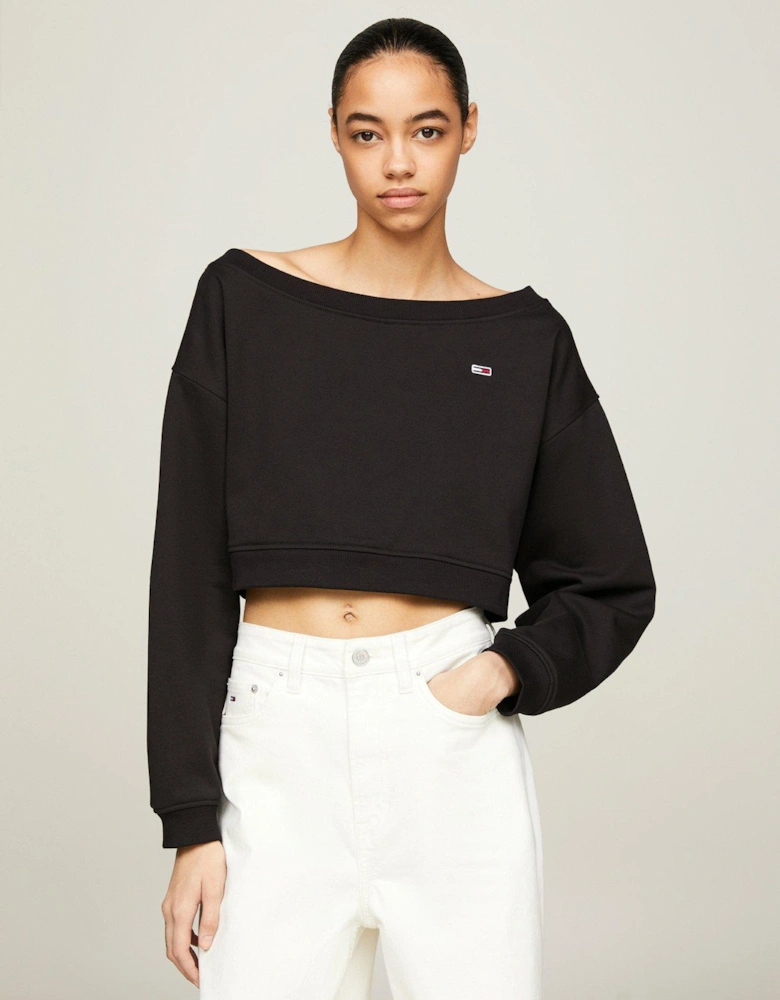 Off The Shoulder Sweatshirt - Black