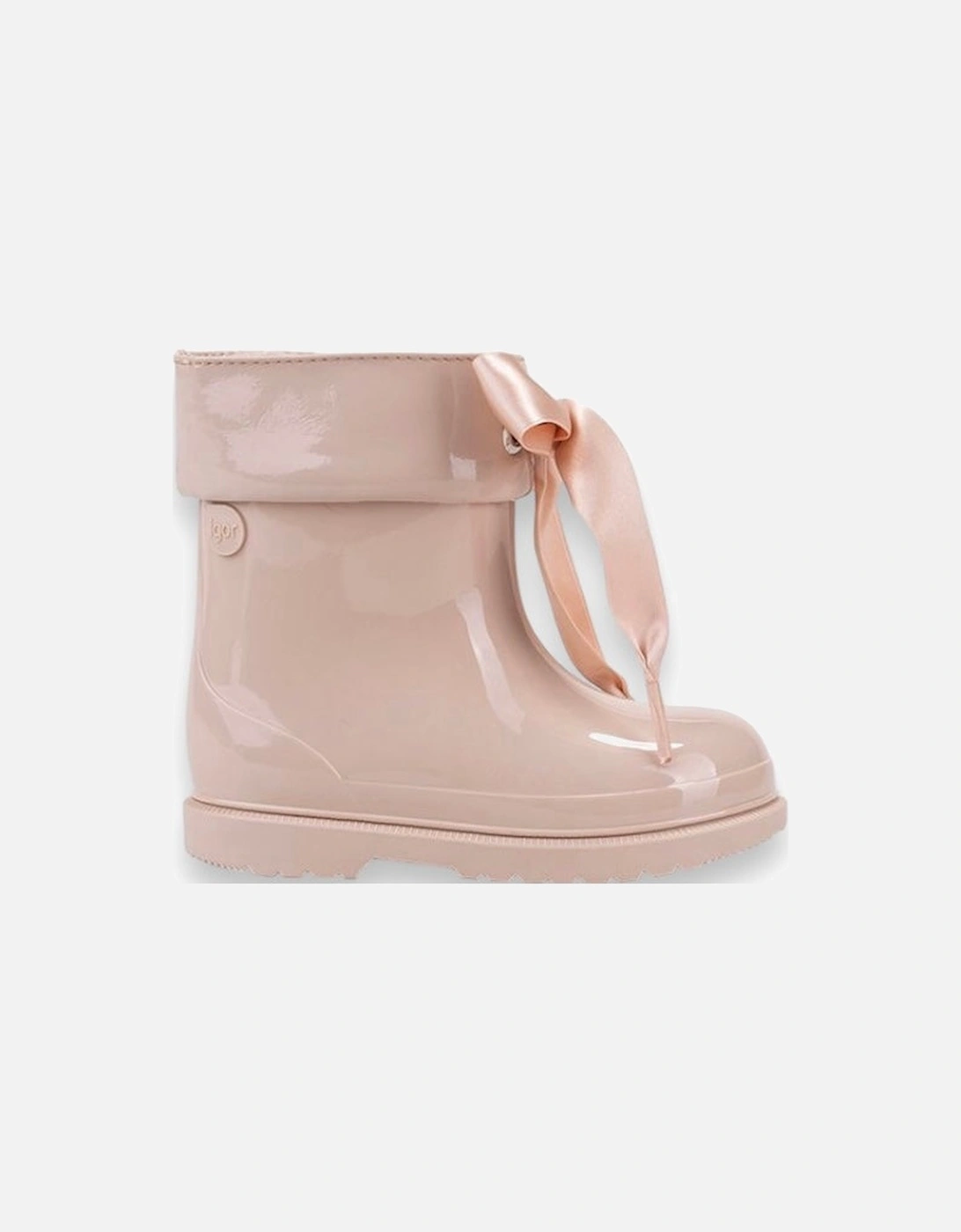 Beige Ribbon Rain Boots