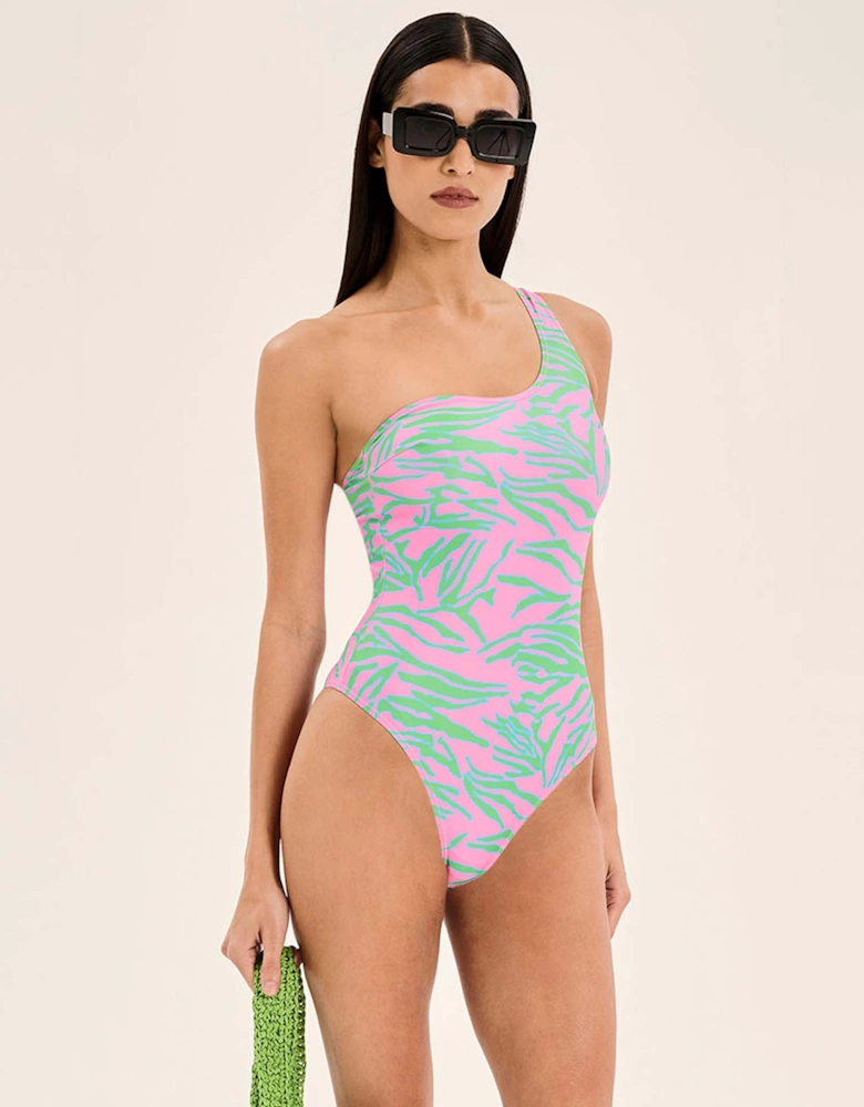 Limited Edition Zadie Tiger Print One Shoulder Swimsuit