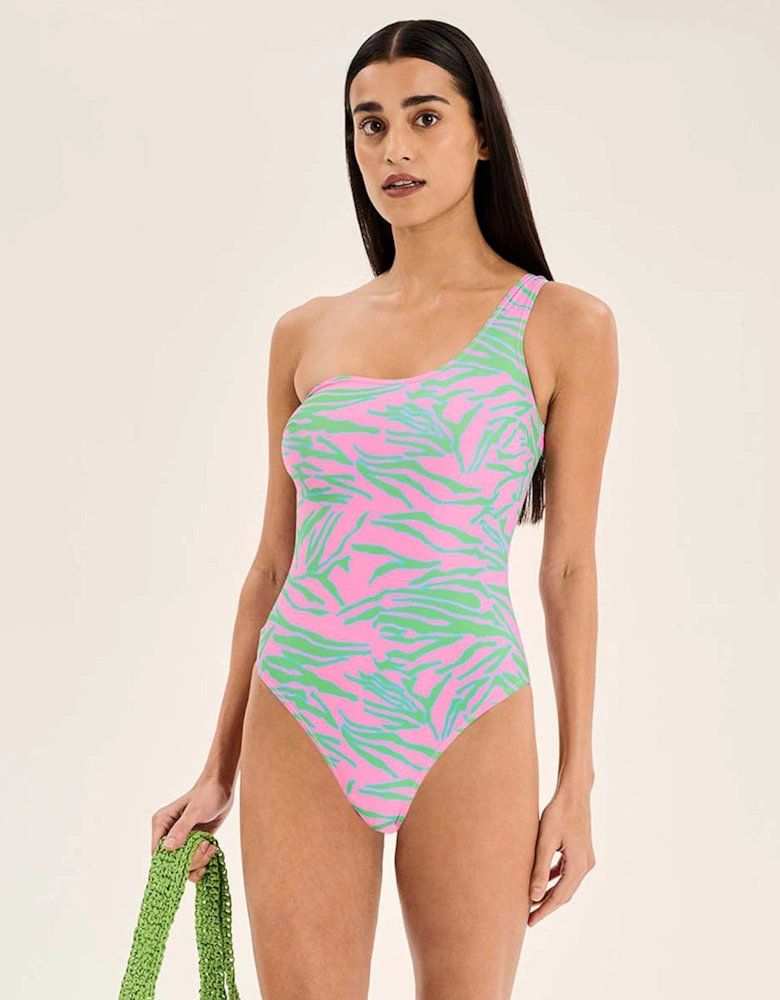 Limited Edition Zadie Tiger Print One Shoulder Swimsuit