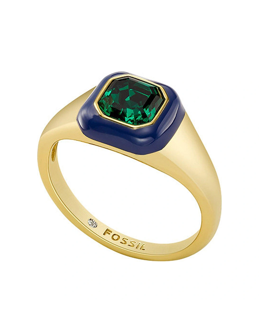 Green Crystal and Enamel Ring