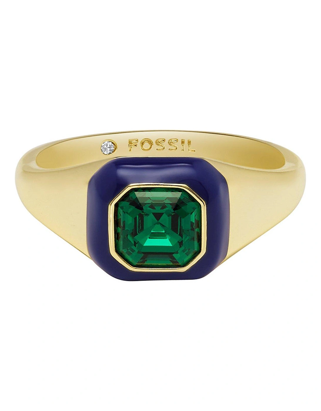 Green Crystal and Enamel Ring