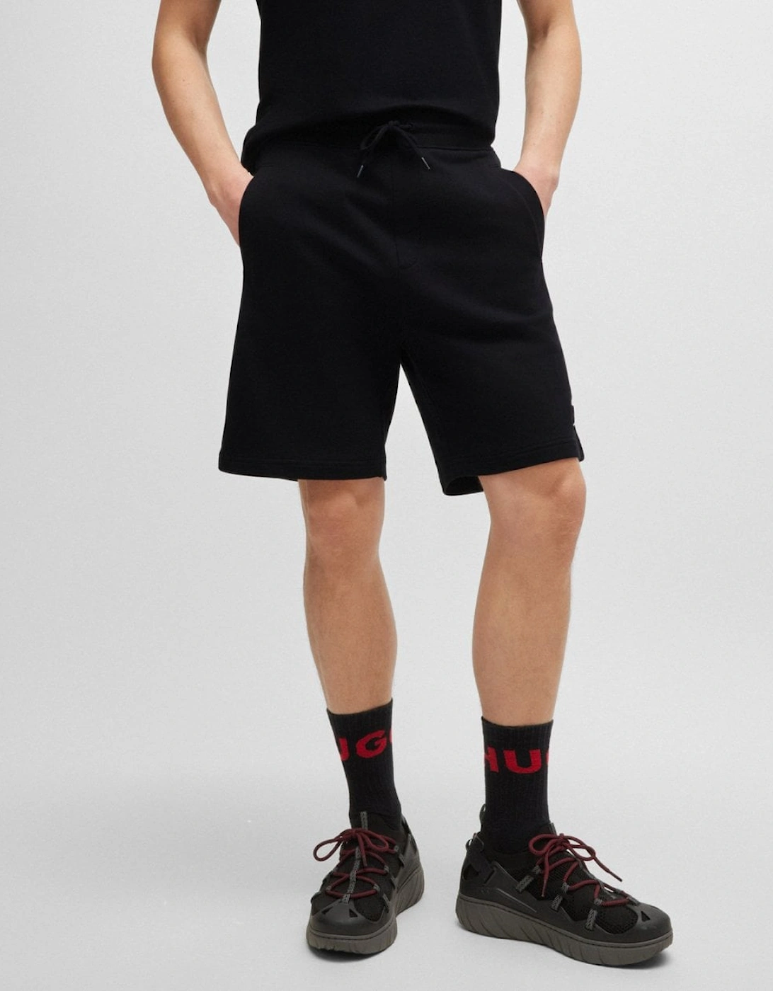 HUGO Diz Gel Mens Relaxed Fit Cotton-Terry Shorts with Logo Trim, 5 of 4