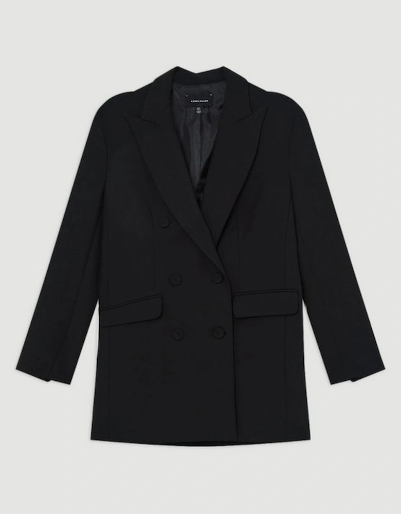 Compact Stretch Double Breasted Oversized Tailored Jacket