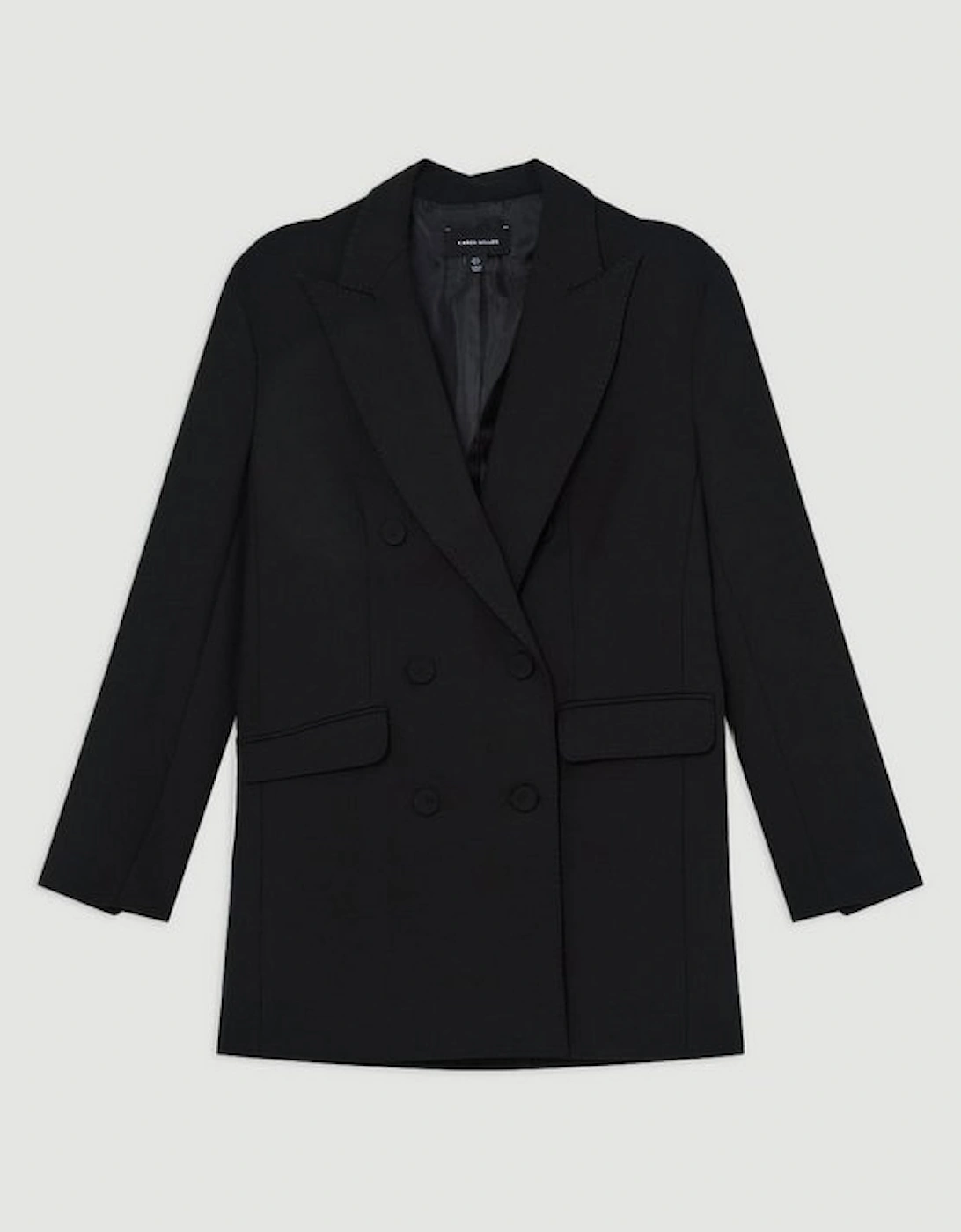 Compact Stretch Double Breasted Oversized Tailored Jacket