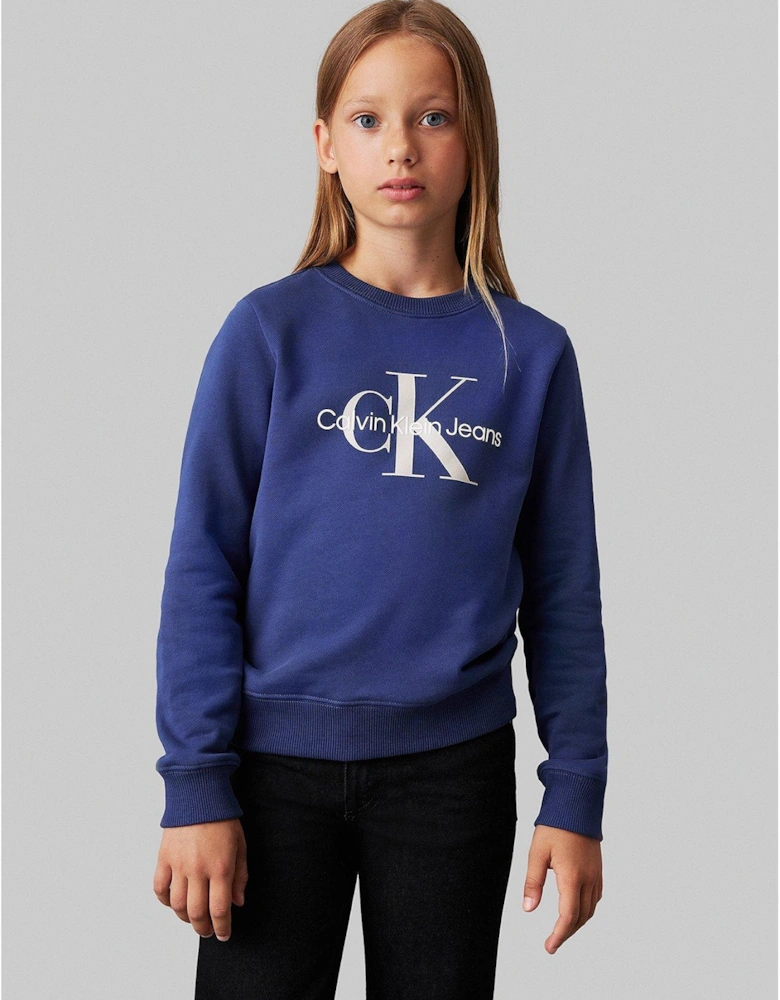 Kids Ck Monogram Terry Sweatshirt - Blue