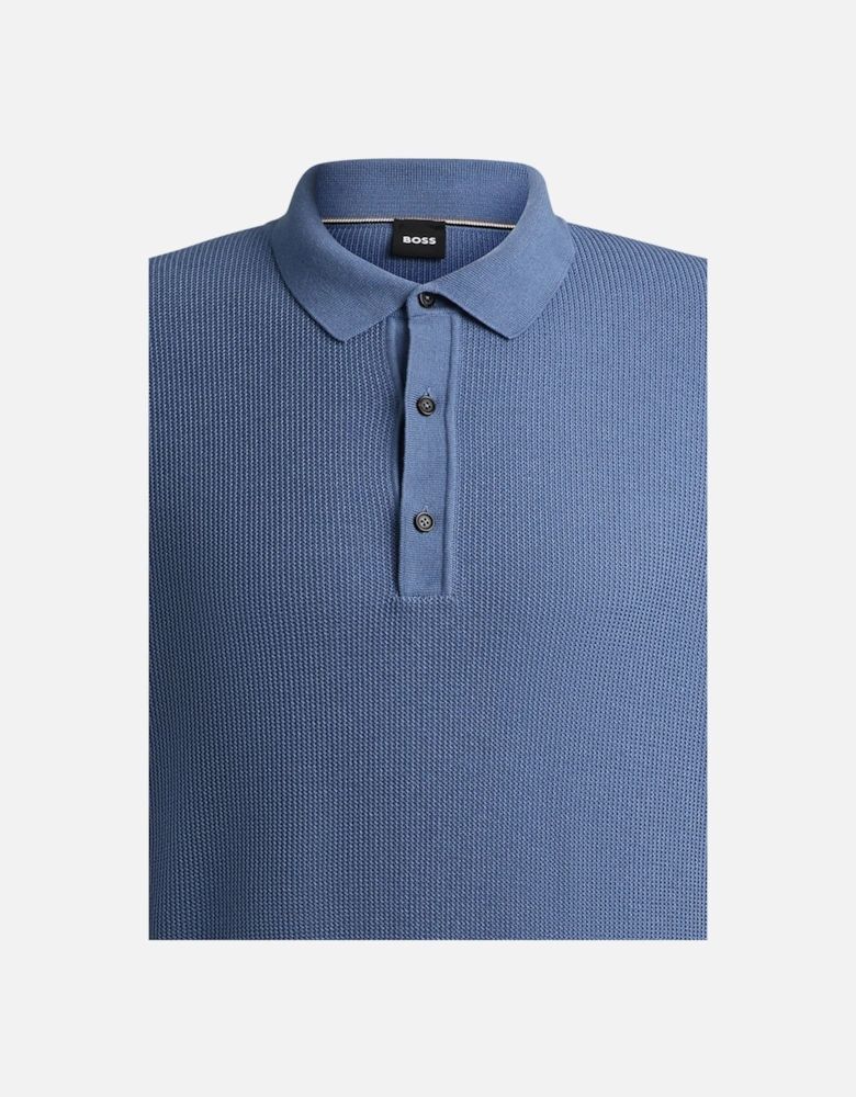 Boss H-daremo Knitted Polo Shirt Open Blue