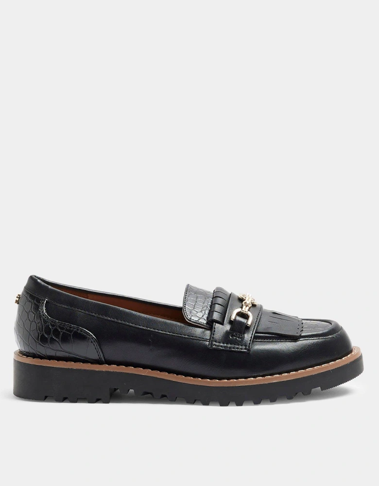 Fringed Snaffle Loafer - Black