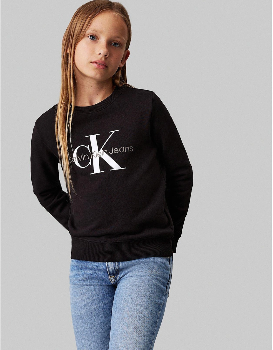 Kids Ck Monogram Terry Sweatshirt - Black, 4 of 3