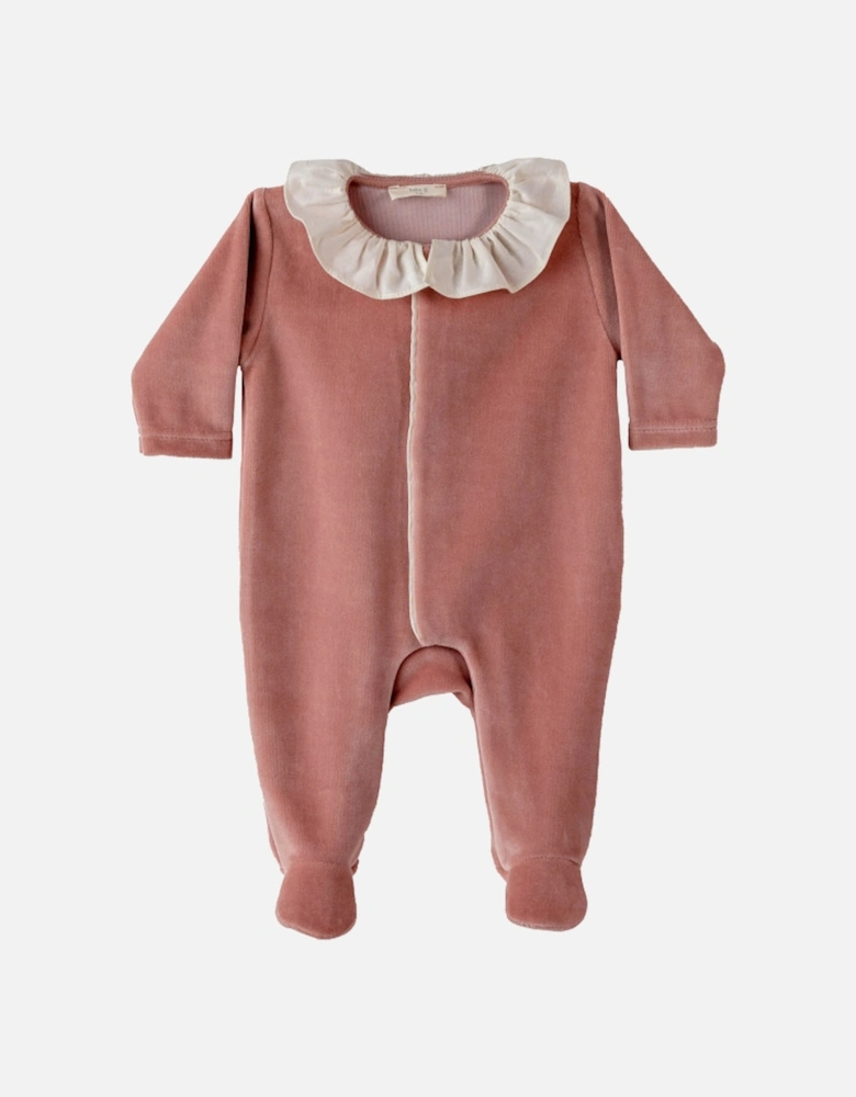 Pink Rose Angel Wing Velour Babygrow