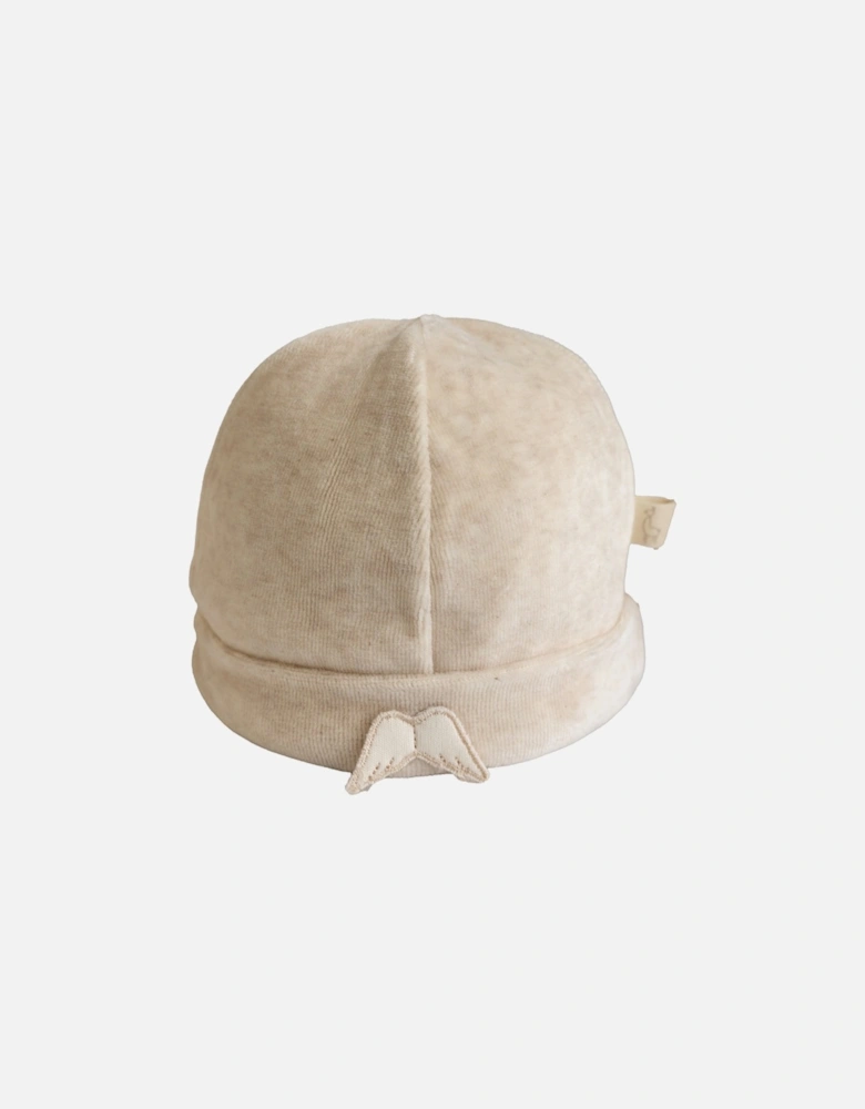 Beige Angel Wing Velour Hat