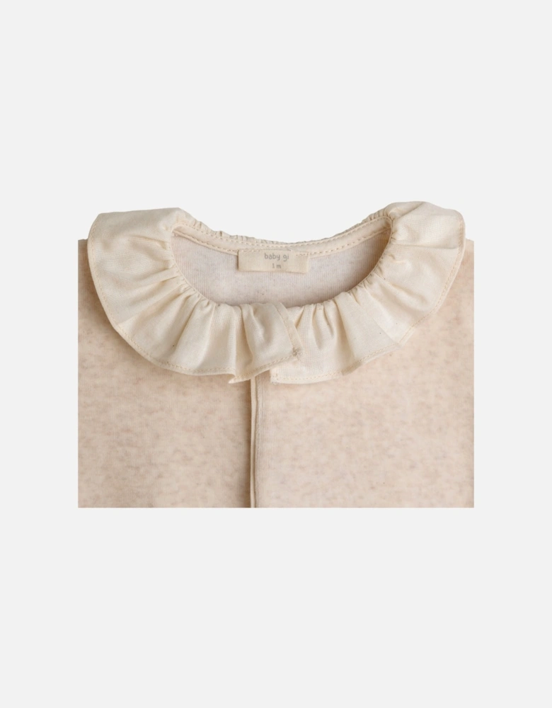 Beige Angel Wing Velour Babygrow