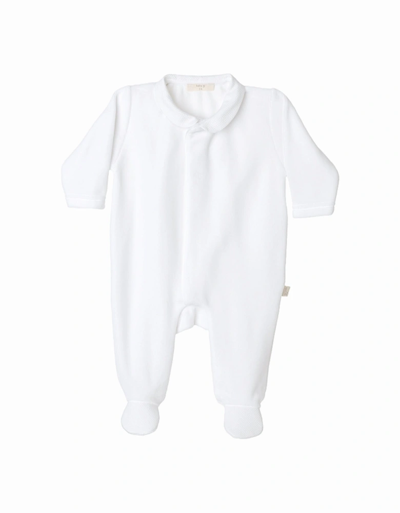 White Angel Wing Velour Babygrow