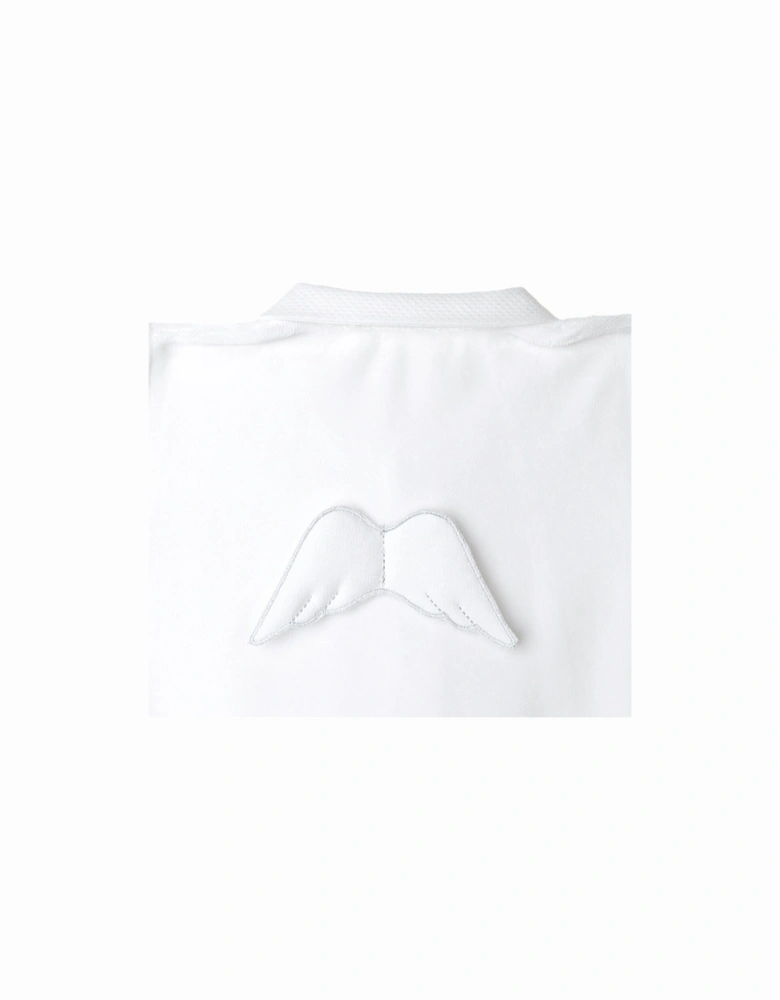 White Angel Wing Velour Babygrow