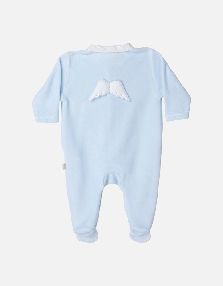 Blue Angel Wing Velour Babygrow