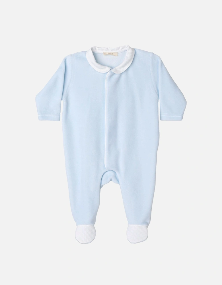 Blue Angel Wing Velour Babygrow