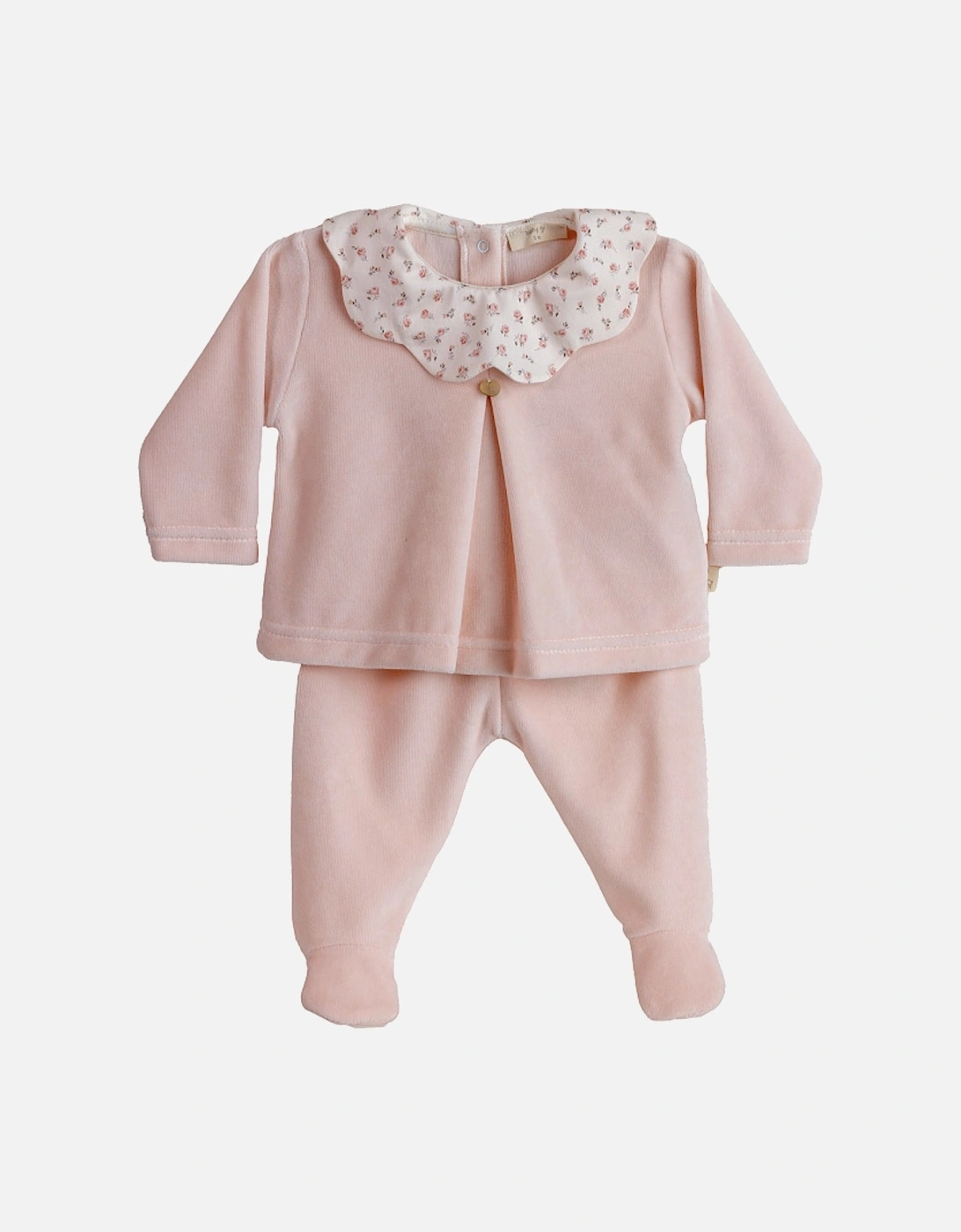 Soft Pink Floral Scollop Velour Set, 4 of 3