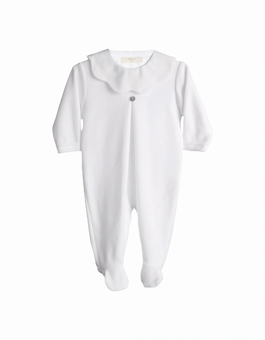 White Scollop Velour Babygrow, 4 of 3