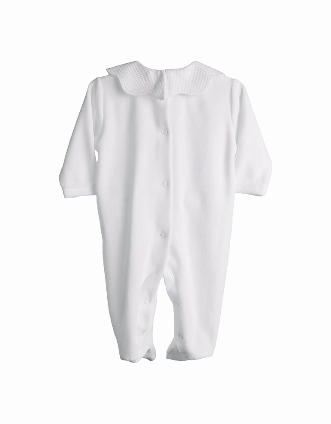 White Scollop Velour Babygrow