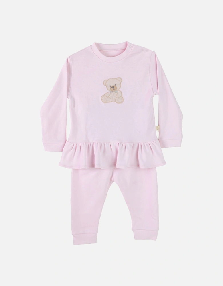 Pink Teddy Bear Cotton Loungesuit