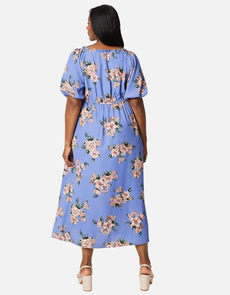 Womens/Ladies Floral Wrap Plus Midi Dress