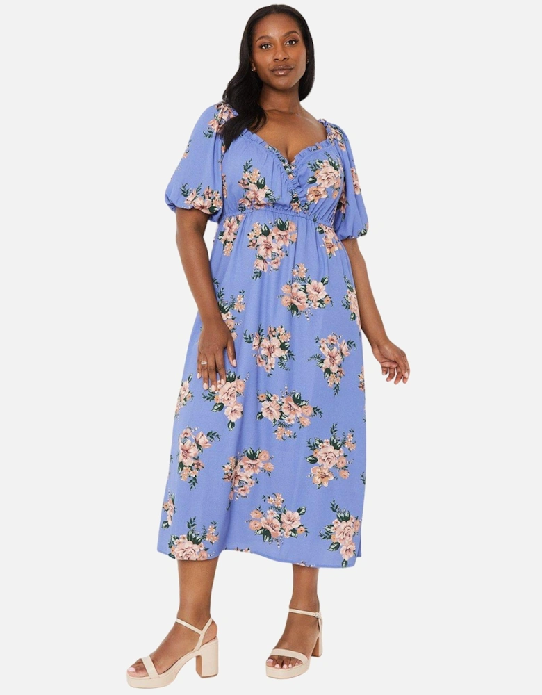 Womens/Ladies Floral Wrap Plus Midi Dress