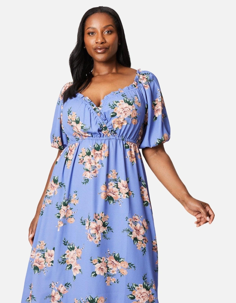 Womens/Ladies Floral Wrap Plus Midi Dress