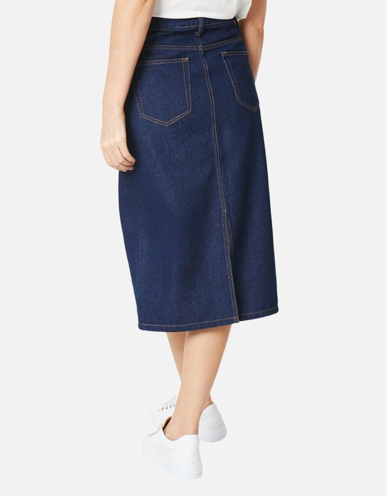 Womens/Ladies Denim Split Hem Midi Skirt