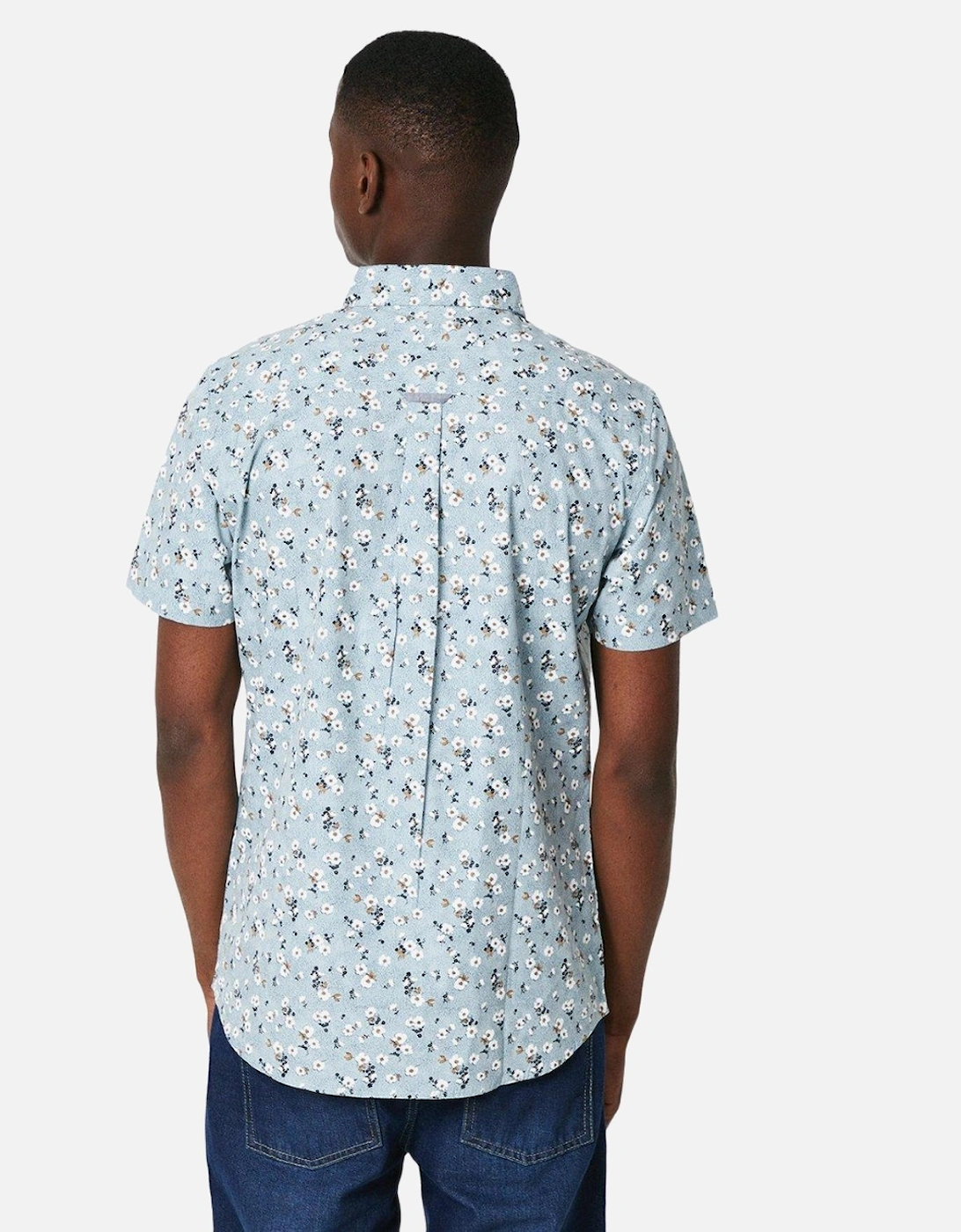 Mens Small Ditsy Print Short-Sleeved Shirt